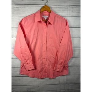 Foxcroft Women's Size 16 Coral Pink Wrinkle Free Button Down Shirt Blouse 5067